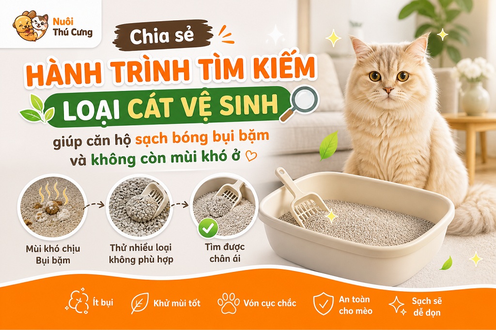 Chia sẻ hành trình tìm kiếm loại cát vệ sinh giúp căn hộ sạch bóng bụi bặm và không còn mùi khó ở