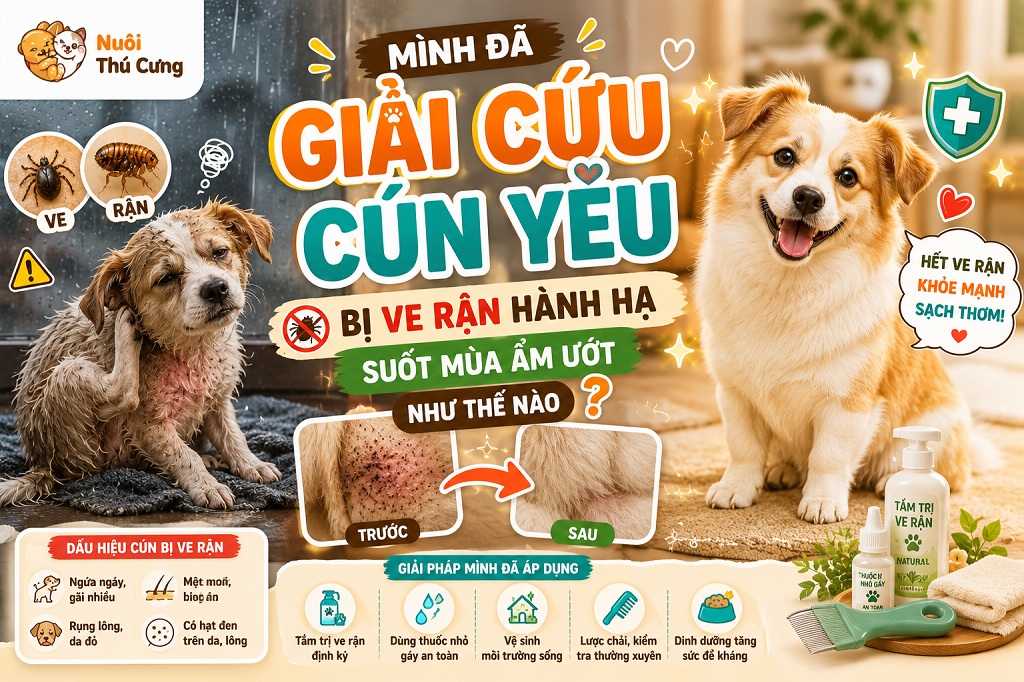 Mình đã giải cứu cún yêu bị ve rận hành hạ suốt mùa ẩm ướt như thế nào