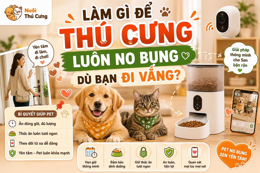 Làm gì để thú cưng luôn no bụng dù bạn đi vắng?